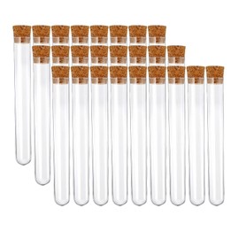 UOUVOSTA 25Pcs 10ml Clear Plastic Test Tubes with Cork Stoppers Kit, 15x100mm Hard Transparent Test Tube for Scientific Experiments, Plant Propagation, Jewelry Spice Liquid Decoration and Storage