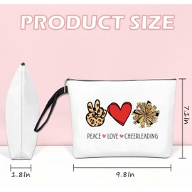 Cheerleading Lover Makeup Bag, Birthday Friendship Gifts for Daughter Sister Women, Peace Love Cheerleading, Cheerleading Coach Gift, Cheerleading Cosmetic Bag, Travel Makeup Bag Zipper Pouch - HZT36