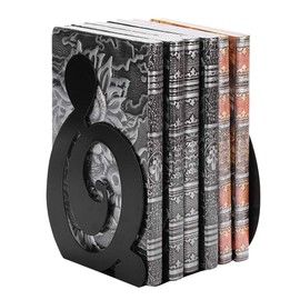 Heavy Duty Bookends Metal Book Holders Book Ends for Shelves Non-Slip Bookends Book Stands Shelf for Bookcase Bookshelf Office School Library Home Gifts Black Red 1 Pair G Clef Book Ends