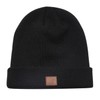 Clape Ribbed Beanie Hat Soft Warm Knit Hat Unisex Leather Patch Winter Hats Acrylic Cuffed Hat Beanie Skull Cap