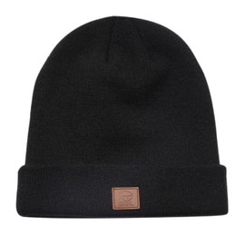 Clape Ribbed Beanie Hat Soft Warm Knit Hat Unisex Leather Patch Winter Hats Acrylic Cuffed Hat Beanie Skull Cap