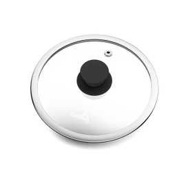 CnSneg 8 Inch Pan Lid For Pots Pans and Skillets, Cast Iron Skillet Lid, Tempered Glass Pan Lids, Replacement Pan Cover for Frying, Wok, Crock Pot Lid with Wide Stainless Steel Rim, Cooking Pot Covers