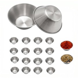 20Pcs Stainless Steel Condiment Sauce Cups,1.5 oz Sauce Dishes Dipping Bowl