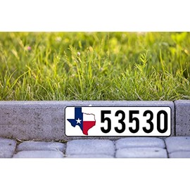 Texas Flag in State Custom Curb Number Self Adhesive Very Durable Aluminum Backing 5"x18"