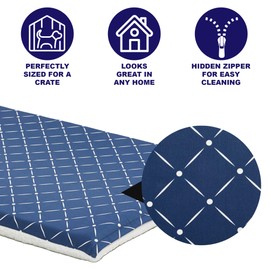 MidWest Homes for Pets Quiet Time Couture Paxton Dog Bed, Blue Diamond Pattern & Fleece with Removable Pillow Cover, Blue Diamond Pattern, 48", XL, Model Number: 40748-BLD