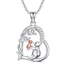 YYmqmq Mama Bear Necklace 925 Sterling Silver Heart Pendant Cute Animal Necklace Bear Jewelry Birthday Gifts for Women Girlfriend Mom