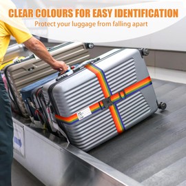 BILIONE Luggage Straps TSA Approved Add a Bag Premium Accessory for Travel Bag Closure (Mixed Color, 4)