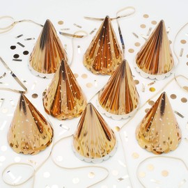 On The Wall Rose Gold Foiled Party Hats - Birthdays, Christmas, New Years Eve and Street Party Hats