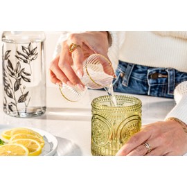 Crystal Bell Cocktail Measuring Jigger for Bartending - Double Sided 1 Oz and 2 Oz Glass Drink Measurer for Cocktails with Luxe Gift Packaging - Display-Worthy Home Bar Essentials (Gold Rim)