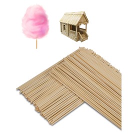 Pack of 200 Cotton Candy Sticks Round 30 cm x 0.4 cm, Cotton Candy Sticks Round, Round Stick for Candy Floss Machine Accessories, Natural Bamboo Wood, Wooden Sticks for Crafts for Woodwork, Art