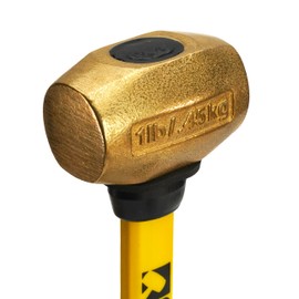 ABC HAMMERS Brass Hammer - 3 lb. USA Made Non-Sparking Hammer with 12" Fiberglass Handle & Double Faced Head - ABC3BFB