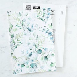 Main Street 24-Pack of 11 x 16" Peel and Stick Eco-Friendly Wallpaper Sheets – Eucalyptus Design, Removable, Easy-to-Apply Stick-On Wall Décor