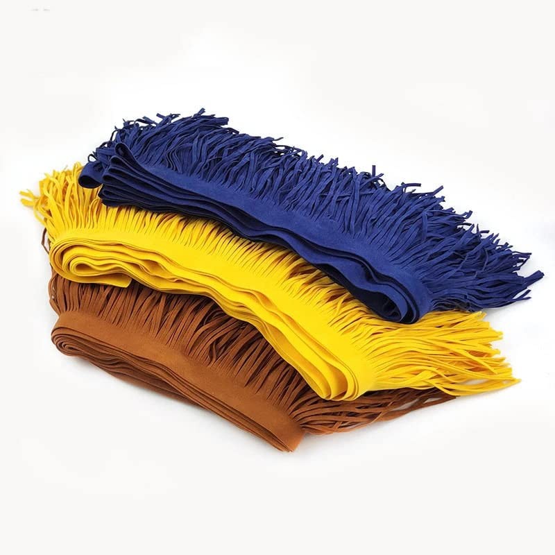 Yalulu 2 Meter Double Side Leather Suede Tassel Fringe Trims,