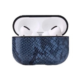 Luxury Snake Leather Feel Protective Case for AirPods Pro with Carry Clip and Charging Ports, Compatible with AirPods Pro (BLUE)