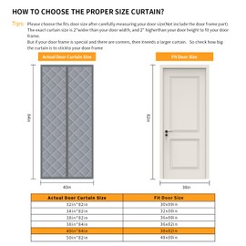 Magnetic Thermal Insulated Door Curtain，Fits Door Size 38" x 82", Upgraded Durable Oxford Cloth Thermal Door Cover for Cold with Thickened Cotton,Soundproof Weatherproof Door Blanket
