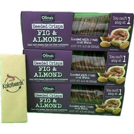 Kokobunch Bundle of Olina's Seeded Crisps Cracker | Loaded With Fruits, Nuts, Seeds And Berries 3-5.3oz PACK (3-5.3oz PACK, Fig & Almond)