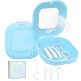 HEMILAB® Retainer Case, Slim Aligner Case with Vent Holes, Compatible with Invisalign, Mouth Guard Box with Retainer Removal Tool, Blue