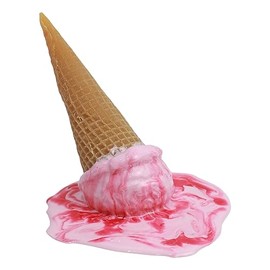 Fake Strawberry Ice Cream Cone Joke Spill with Strawberry Swirl