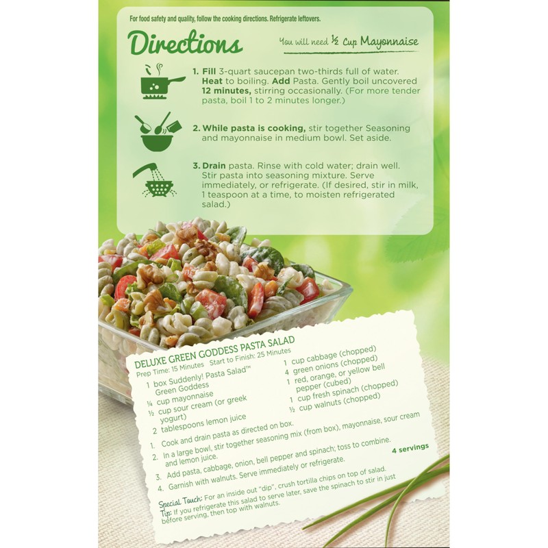 Suddenly Salad Pasta Green Goddess - 7.5 Oz 12 Pack
