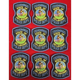 TISHOMINGO OKLAHOMA POLICE Patch Lot Trade Stock 9 Police Patches POLICE PATCH