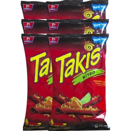 Barcel Takis Nitro Habanero & Lime Tortilla Chips Snack Care Package for College, Military, Sports 9.9 oz bag (6)