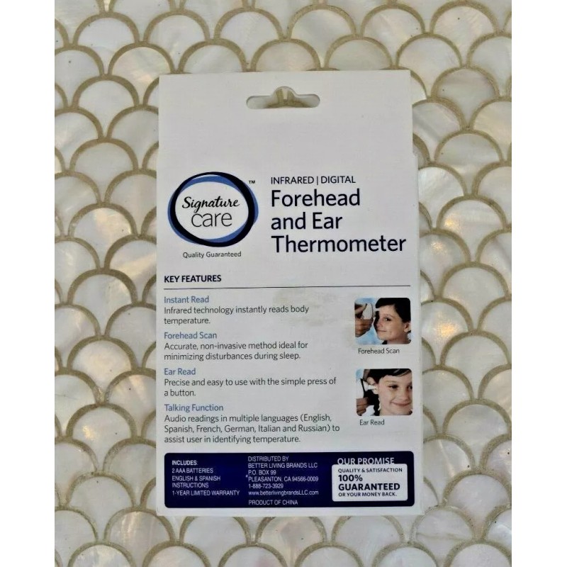 Signature Care Forehead & Ear Thermometer Digital Infrared - Voice