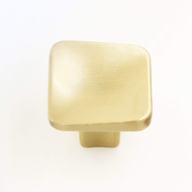 10 Pack - Hamilton Bowes Satin Brass Cabinet Hardware Square Knob - 1-1/4" Diameter - Modern Gold
