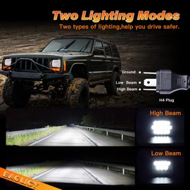 BAOLICY 5x7 H6054 LED Headlights DOT Approved Hi/Low Sealed Beam 7x6 H6052 6054 H5054 H6054LL 69822 Rectangular Chrome Headlight for Je-ep XJ YJ Chevy S10 Express Ford Probe Truck Van