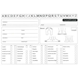 Foot Care Pedicure Record Cards (Pack of 5)