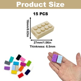 15PCS Building Blocks Silicone Beads, Colorful Blocks Silicone Focal Beads, Creative Silicone Beads for Keychain Making, Funny Loose Beads Bulk for Pens DIY Handmade Crafts Necklace Bracelet Lanyard