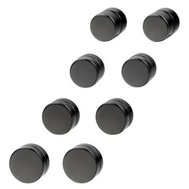 Cupimatch 4 Pairs of Magnetic Earrings Black Fake Plugs Men Women Magnetic Fake Plugs Tunnel Magnetic Ear Clips Without Hole 6 8 10 12 mm, Stainless Steel, No Gemstone
