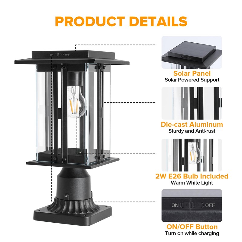 LUTEC Solar Lamp Post Light, Dusk to Dawn Craftsman Style