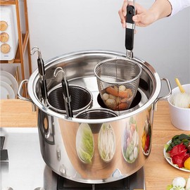 Buokaiw Pasta Cooker with Strainer,Stainless Steel Pasta Cooker Insert Set, Multipots Cooking Tool,Stock Pot with Lid, 3 Holes Pasta Basket for Boiling.for Kitchen Cooking Multiple