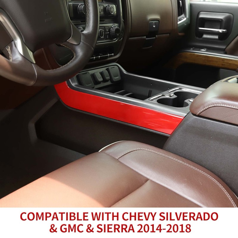 PDKLIN for Silverado Center Console Gear Shift Side Panel Trim