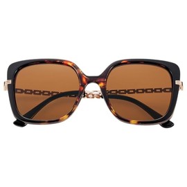 meigan 7396-02 Women's Sunglasses, Side Metal, Square, UV400, UV Protection, Stylish, Graduated Lens, Durable, Hard Coat, Deca Sunglasses, Small Face Effect, Brown Marble/Brown