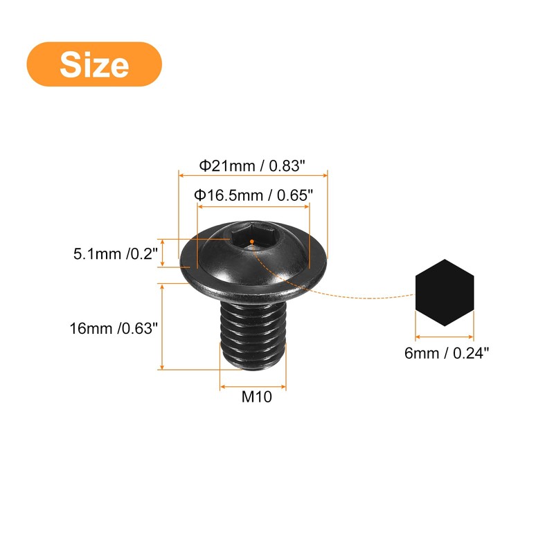 sourcing map Flanged Button Head Socket Cap Screws, 25 Pcs