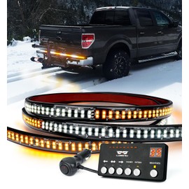 LUMENIX 49" Inch Strobe Light Strips, Back Window | Tailgate White Amber Warning Emergency Flashing Safety Double Row LED Strip Flexible Lights Bar w/Controller for Tow Work Trucks Vehicles SUV - 1PC