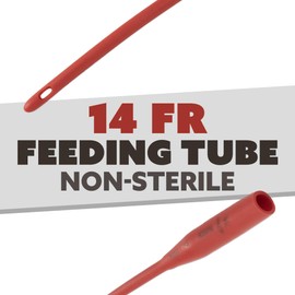 Pet Feeding Tube with Funnel End, for Puppies, Kittens, & Pet Nursing, 14 FR, 16” Length, Red Rubber Feeding Tube with Smooth Tip, Non-Sterile