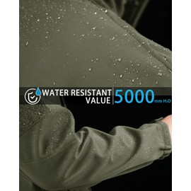 MAGCOMSEN Work Jacket Men, Softshell Jacket with Detachable Hood Tactical Military Jacket, Windproof Coats Army Green 2XL