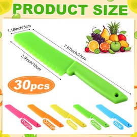 Dinifee 30 Pieces Kid Knife Plastic Kids Safe Knives Bulk for Real Cooking, Nylon Children Toddler Cooking Kitchen Set for Bread, Lettuce and Salad for Birthday Party Favors Supplies