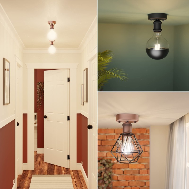 ledscom.de Vintage E27 Lamp Socket Retro Black Round 100 mm