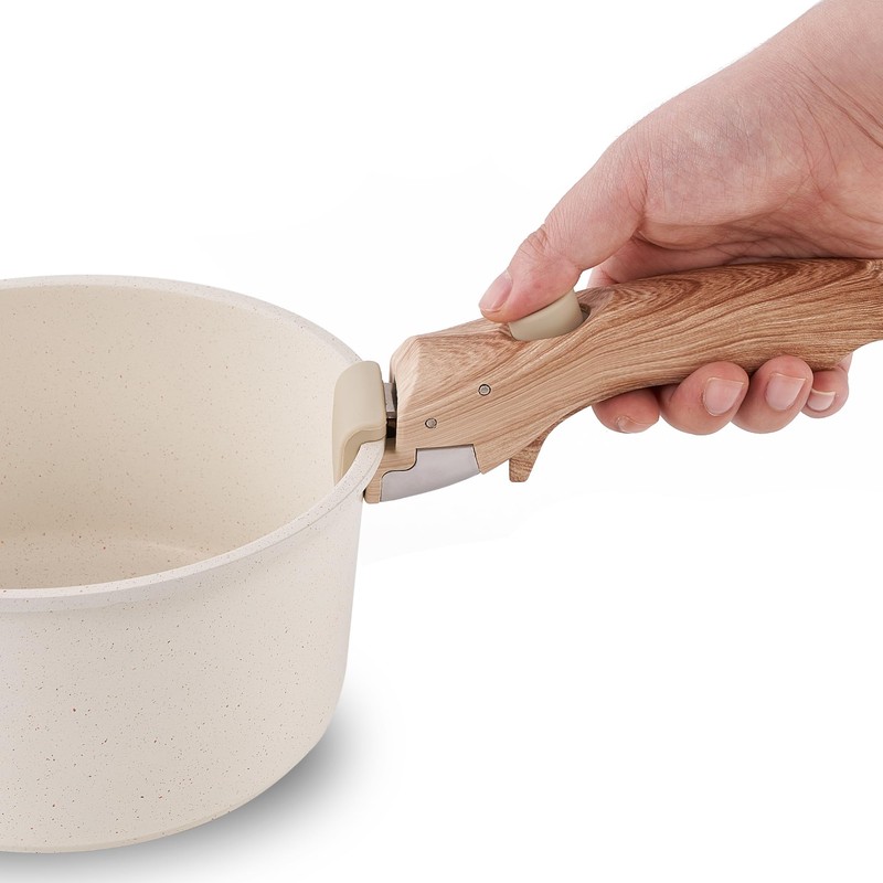 MOKIKA Removable Handle Wood-Like, Detachable Handle Cookware, Universal Pots and