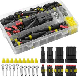 Zitfri Waterproof Connector 1/2/3/4 Pin 352pcs Waterproof Coupler for Wiring Male & Female Connector Coupler Terminal 1 Pole 2 Pole 3 Pole 4 Pole Waterproof Electrical Wiring Connector for Car