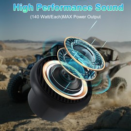 STUDIOFINIX 3 Inch Waterproof Marine Speakers for Motorcycle, Boat, Hot Tub, ATV, UTV, Golf Cart - Full Range Audio System with 140W Power (Pair) (Black)