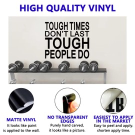 Inspirational Quotes Wall Stickers for Gym: Office Motivational Positive Vinyl Art Wall Decals for Living Room Bedroom Classroom School - Tough Times Don’t Last 24" X 20"