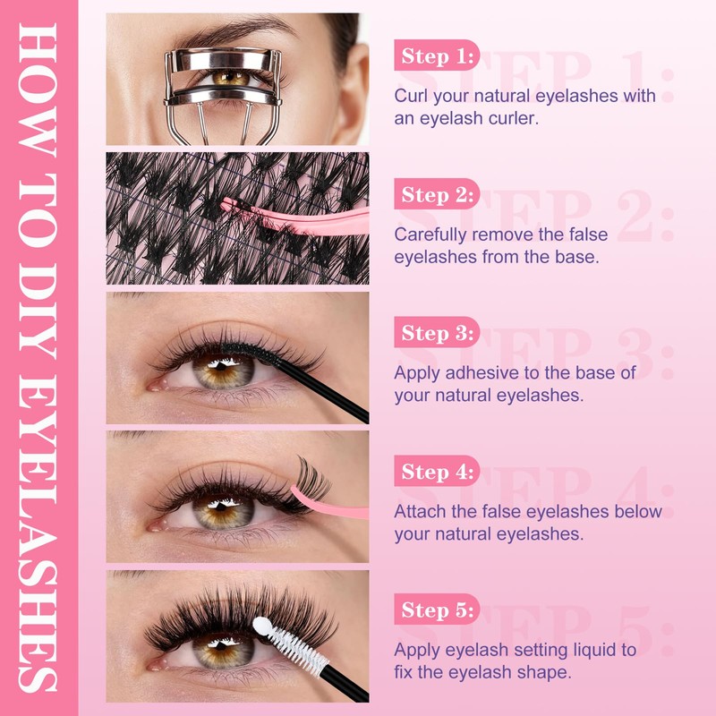 Crislashes V02 Eyelash Extensions Set, 480 Pieces, 10-18 mm, Cluster