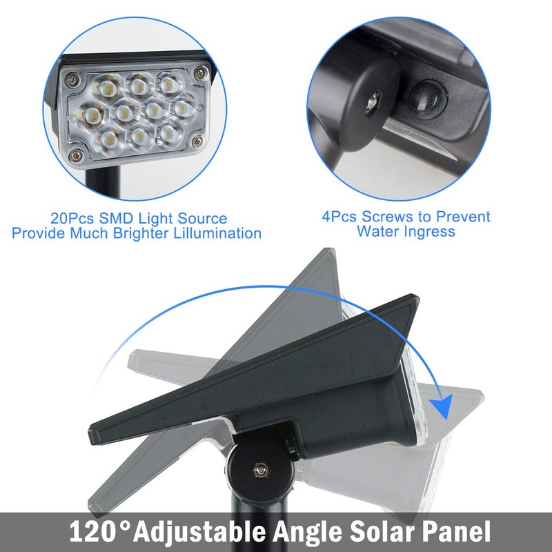 T-SUNUS Solar Lights Outdoor Green 20 LEDs Solar Spot Lights