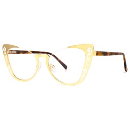 VOOGLAM Gold Metal Cat Eye Blue Light Blocking Glasses, Fashion Glasses Frame for Women Anti Eyestrain & UV