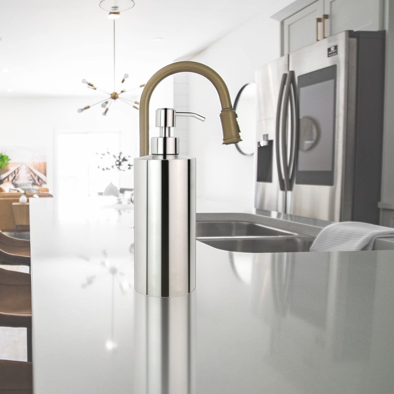 18 oz Large Countertop Soap Dispenser, Brushed Nickel Stainless Steel