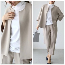 Formemory Women's Suit, Summer, Women's Set, Graduation Ceremony, Outfit, Jacket, 2-Piece Set, Pant Suit, Mama Suit, Popular, Jacket, Body Cover, Mother, School Entrance Ceremony, Graduation Ceremony, Mother, Commuting, Plain, Spring, Summer, Autumn, 3 Colors